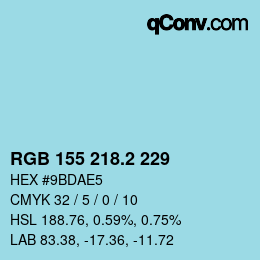 カラーコード: RGB 155 218.2 229 | qconv.com