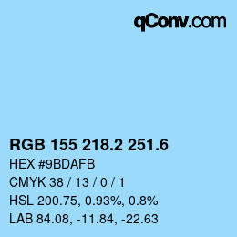 カラーコード: RGB 155 218.2 251.6 | qconv.com