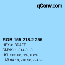 カラーコード: RGB 155 218.2 255 | qconv.com