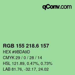 カラーコード: RGB 155 218.6 157 | qconv.com