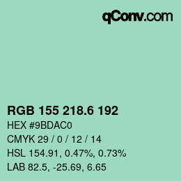 カラーコード: RGB 155 218.6 192 | qconv.com