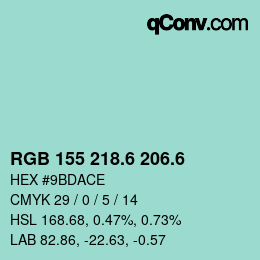 カラーコード: RGB 155 218.6 206.6 | qconv.com