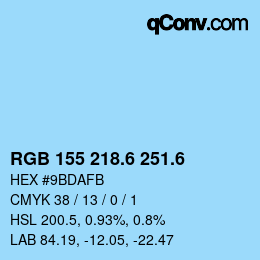 カラーコード: RGB 155 218.6 251.6 | qconv.com