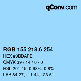 カラーコード: RGB 155 218.6 254 | qconv.com
