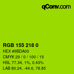 颜色代码: RGB 155 218 0 | qconv.com