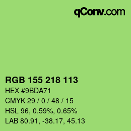 Color code: RGB 155 218 113 | qconv.com