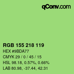 颜色代码: RGB 155 218 119 | qconv.com