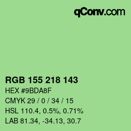 Color code: RGB 155 218 143 | qconv.com