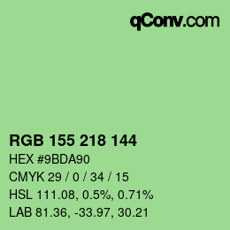 颜色代码: RGB 155 218 144 | qconv.com