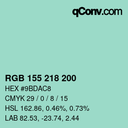 カラーコード: RGB 155 218 200 | qconv.com