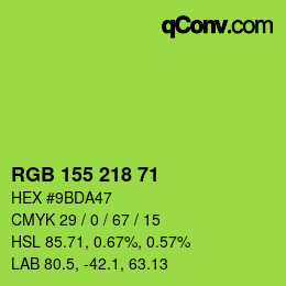 Color code: RGB 155 218 71 | qconv.com