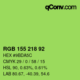 カラーコード: RGB 155 218 92 | qconv.com