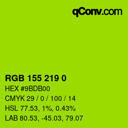 颜色代码: RGB 155 219 0 | qconv.com