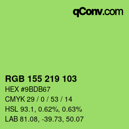 カラーコード: RGB 155 219 103 | qconv.com