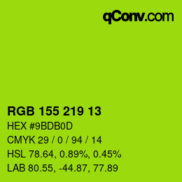 颜色代码: RGB 155 219 13 | qconv.com