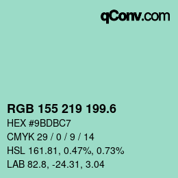 カラーコード: RGB 155 219 199.6 | qconv.com