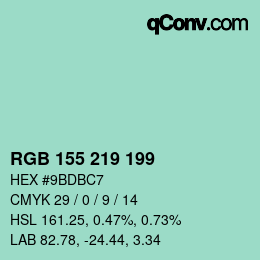 Color code: RGB 155 219 199 | qconv.com