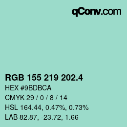カラーコード: RGB 155 219 202.4 | qconv.com