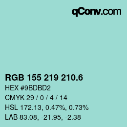 カラーコード: RGB 155 219 210.6 | qconv.com