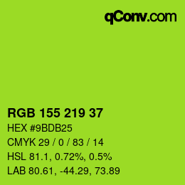 颜色代码: RGB 155 219 37 | qconv.com