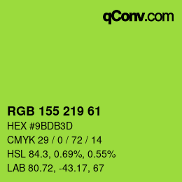 Color code: RGB 155 219 61 | qconv.com