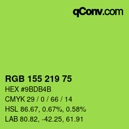 カラーコード: RGB 155 219 75 | qconv.com