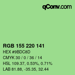 カラーコード: RGB 155 220 141 | qconv.com