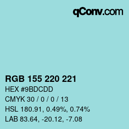 Color code: RGB 155 220 221 | qconv.com