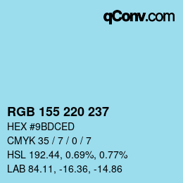 カラーコード: RGB 155 220 237 | qconv.com