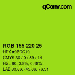 颜色代码: RGB 155 220 25 | qconv.com