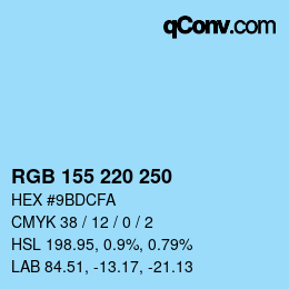 Color code: RGB 155 220 250 | qconv.com