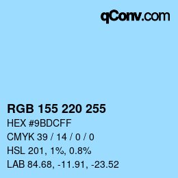 カラーコード: RGB 155 220 255 | qconv.com
