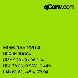 颜色代码: RGB 155 220 4 | qconv.com