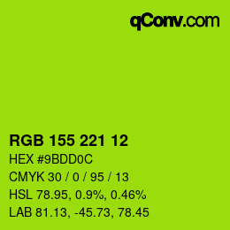 カラーコード: RGB 155 221 12 | qconv.com