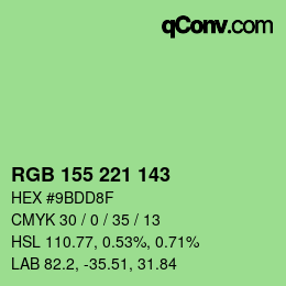 カラーコード: RGB 155 221 143 | qconv.com