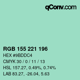 カラーコード: RGB 155 221 196 | qconv.com