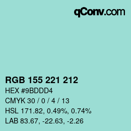 Color code: RGB 155 221 212 | qconv.com