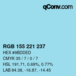 カラーコード: RGB 155 221 237 | qconv.com