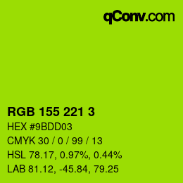 Color code: RGB 155 221 3 | qconv.com