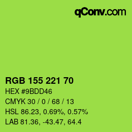 Color code: RGB 155 221 70 | qconv.com