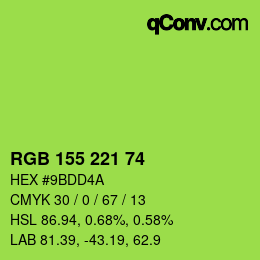 Color code: RGB 155 221 74 | qconv.com