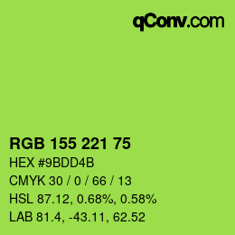 颜色代码: RGB 155 221 75 | qconv.com