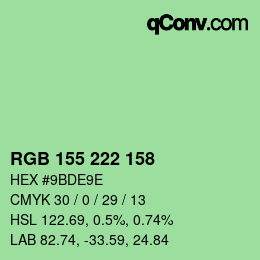 カラーコード: RGB 155 222 158 | qconv.com