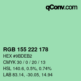颜色代码: RGB 155 222 178 | qconv.com