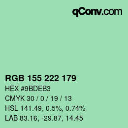 Código de color: RGB 155 222 179 | qconv.com