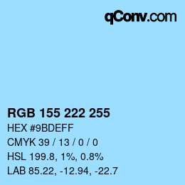 Color code: RGB 155 222 255 | qconv.com