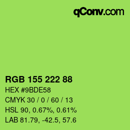 Color code: RGB 155 222 88 | qconv.com