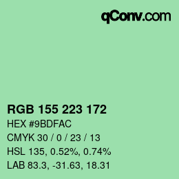 颜色代码: RGB 155 223 172 | qconv.com