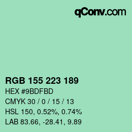 颜色代码: RGB 155 223 189 | qconv.com