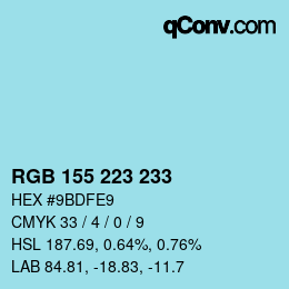 Color code: RGB 155 223 233 | qconv.com